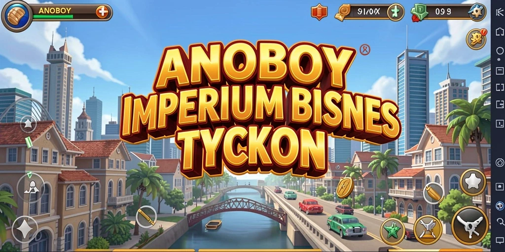 Tampilan gameplay ANOBOY menunjukkan aktivitas mengelola bisnis yang seru.