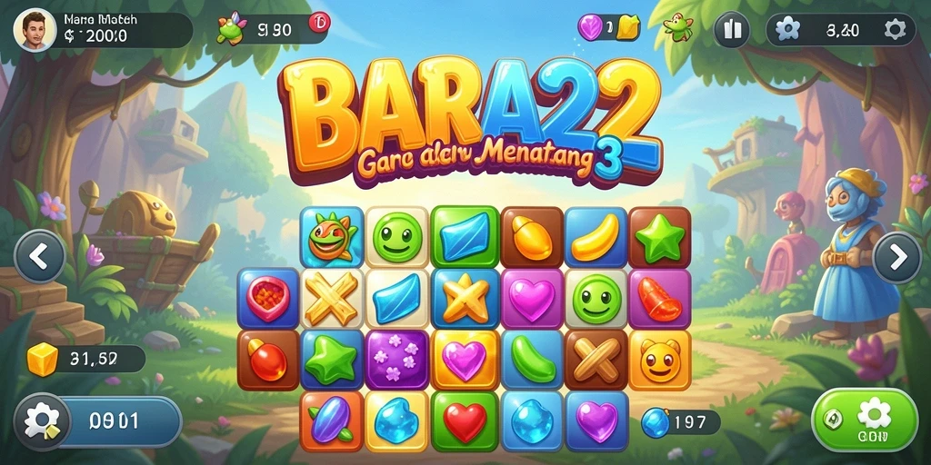 Gameplay seru BARA22 dengan tantangan Match-3.