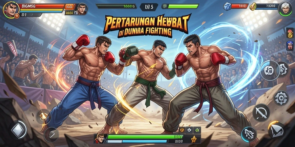 Tangkapan layar gameplay BIGMSG menampilkan aksi pertarungan yang mendebarkan.