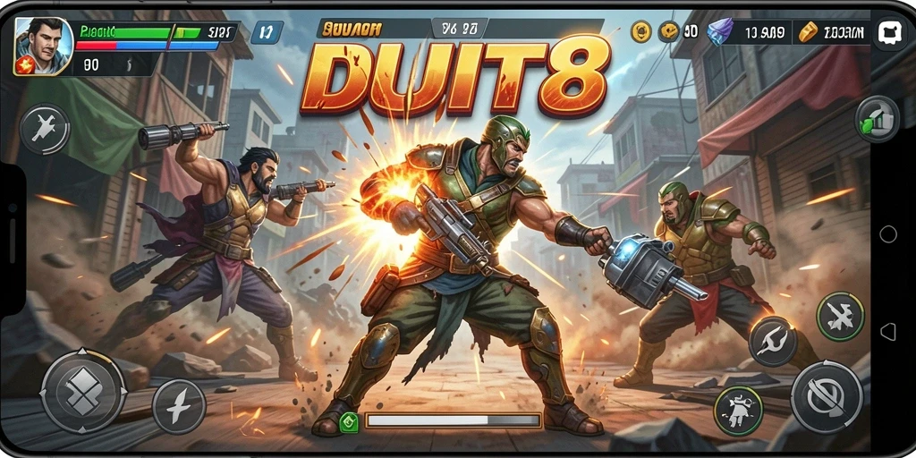 Tangkapan layar menampilkan pertarungan mendebarkan dalam game DUIT8.