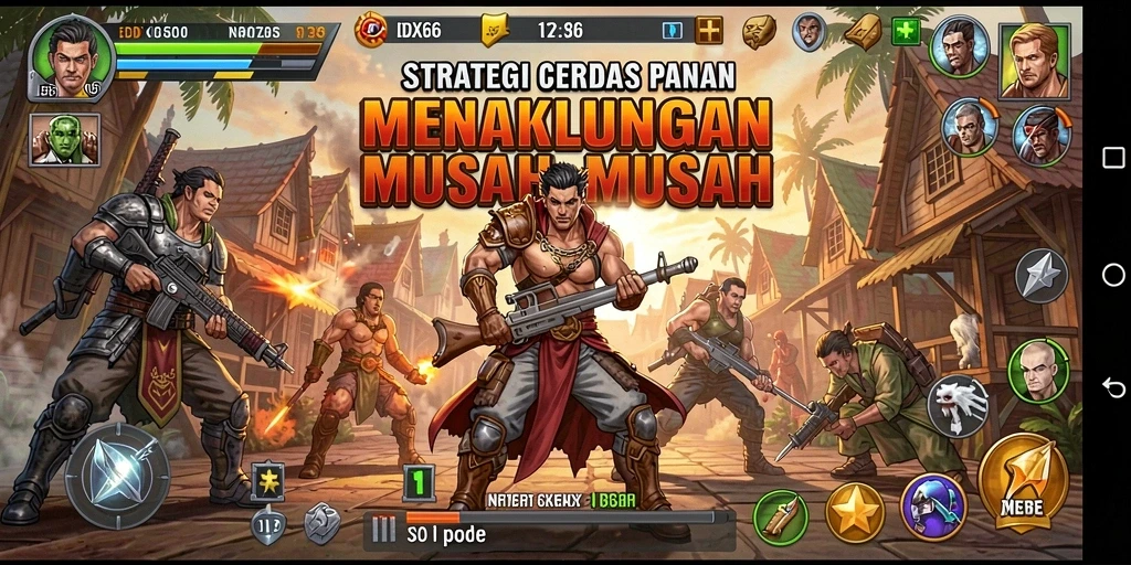 Screenshot gameplay menunjukkan pertarungan strategis di <strong>IDX66</strong> dengan unit yang beragam.