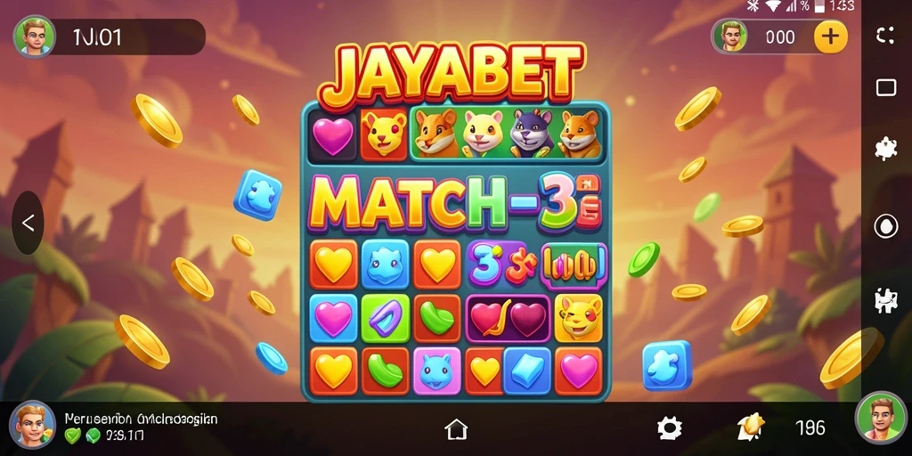 Tampilan gameplay seru JAYABET dengan berbagai objek warna-warni.