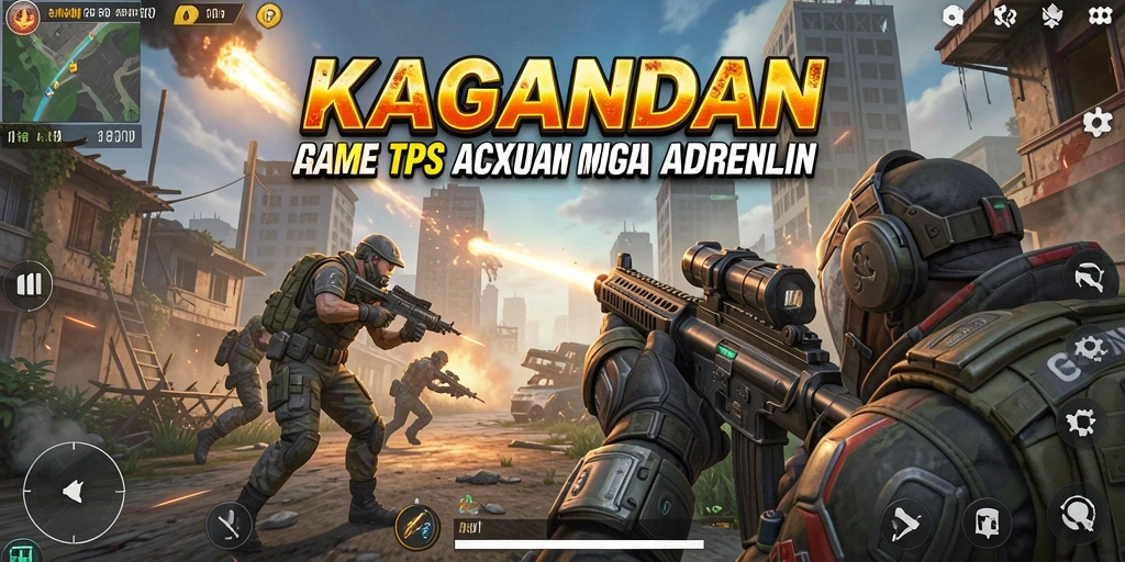 Screenshot menunjukkan aksi intens dalam KAGANDAN yang menampilkan gameplay TPS.