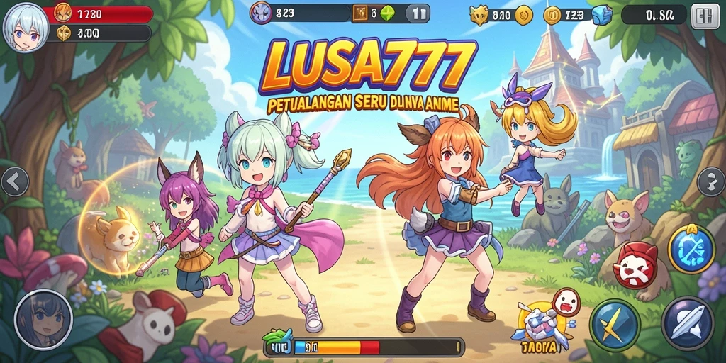 Tangkapan layar utama LUSA777 menampilkan aksi seru dalam permainan Anime.