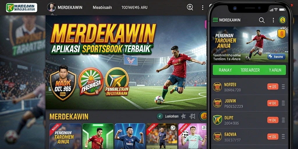 Screenshot gameplay MERDEKAWIN yang menunjukkan fitur taruhan olahraga.