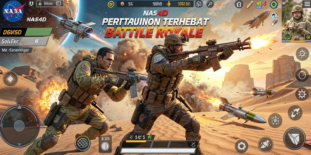 Screenshot gameplay menegangkan dari NASA4D dalam Battle Royale.