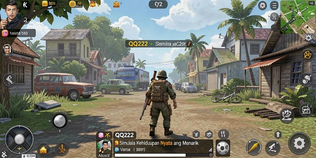 Tampilan gameplay menarik dari QQ222, menampilkan berbagai aktivitas interaktif.