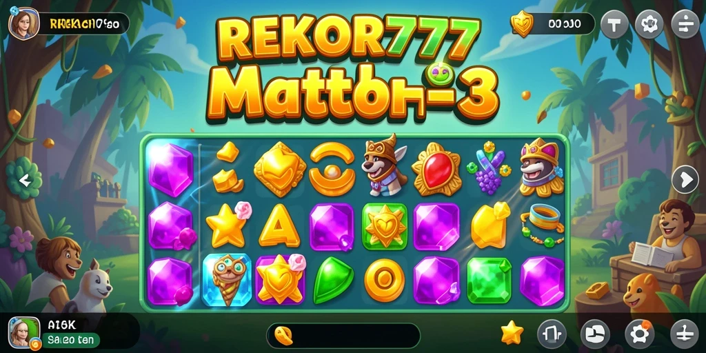 Tampilan gameplay seru dari REKOR777 dengan tantangan Match-3.