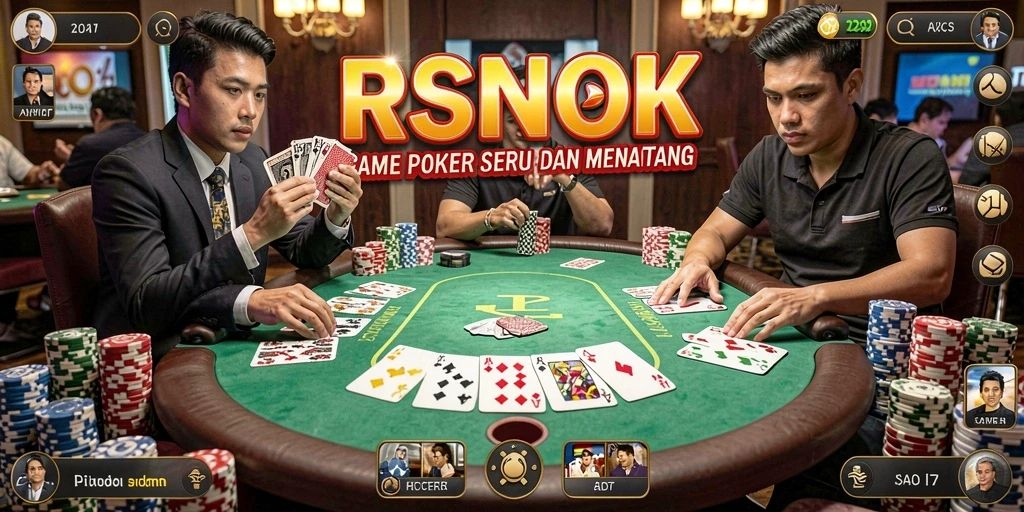 Gameplay poker RSNOK yang seru dan menantang di layar.