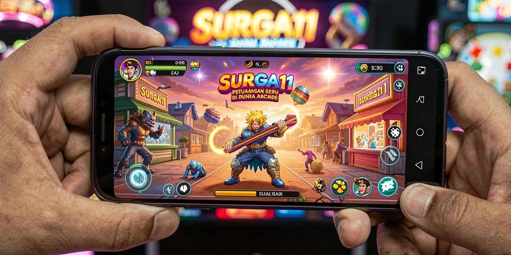 Tampilan gameplay SURGA11 yang penuh warna dan seru.