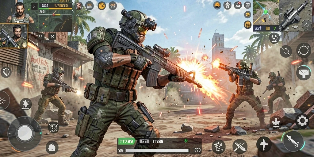 Tampilan gameplay menegangkan dalam Battle Royale TT789.
