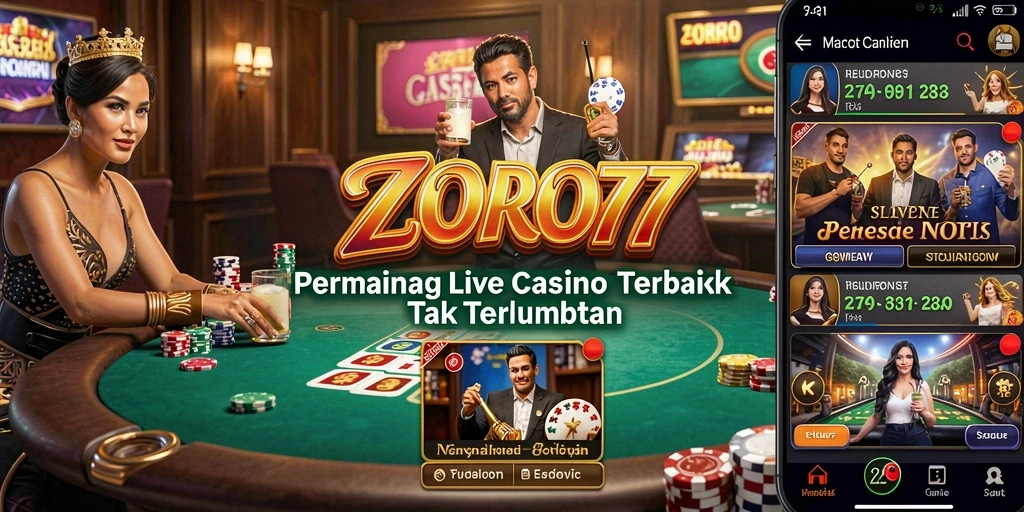 Tampilan menarik dari permainan Live Casino di ZORO77.